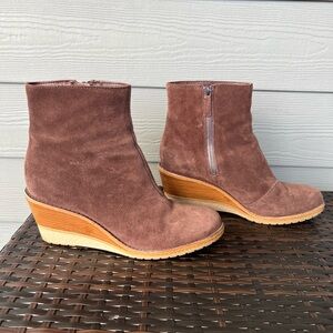 Cole Haan Rayna Brown Suede Waterproof Wedge Gum Sole